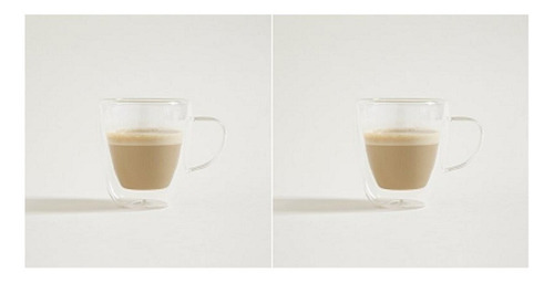 Imagen 1 de 4 de Set De 2  Tazas De Café Doble Vidrio Templado 250 Cc