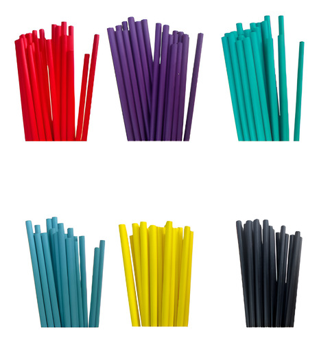 200 Unid Canudos De Papel Coloridos - Imediato Cor Vermelho