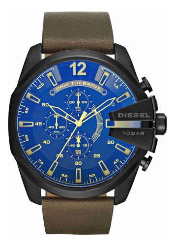 Reloj Diesel Para Hombre Mega Chief De Cuero Marrón Dz4401