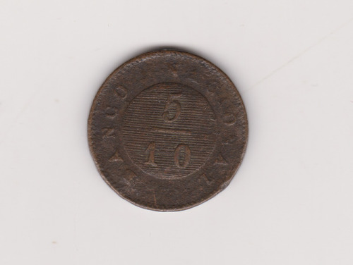 Moneda Argentina Buenos Aires 5/10 1828 J/10.1.1 M/bueno+