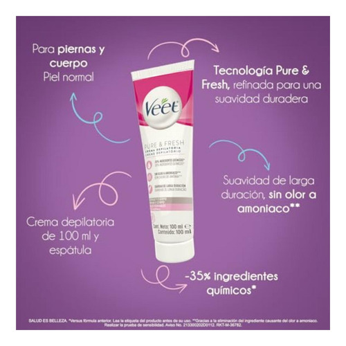 Veet Pure & Fresh Crema Depilatoria Piel Normal 100ml