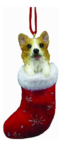 Adorno De Navidad De Corgi Gales Con Detalle  Santa's Little