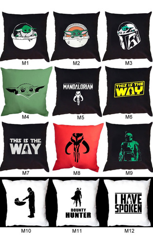 Imagen 2 de 5 de Almohadones The Mandalorian Baby Yoda Estampa Vinilo 40x40cm