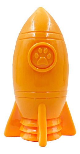 Brinquedo Cães Porta Petisco Ração Foguete Interativo Pet Cor Laranja