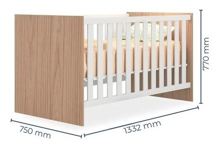 Jogo De Quarto Bebê Com Berço Vira Mini Cama Gurada-roupas