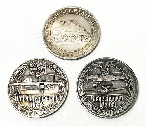 Imagen 2 de 8 de Moneda Militar, Set 3, Me 109 - Mg42 - 4 Panzer División
