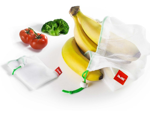 6 Bolsas Para Frutas Y Verduras Eco De Polyester Ibili Color Blanco