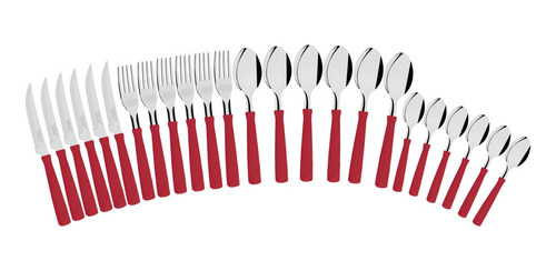Juego Cubiertos 24 Piezas Tramontina New Kolor Cocina Rojo