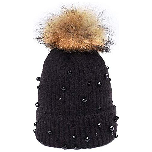 Gorro De Punto De Invierno Para Mujer Y Niña, Gorro De Piel 