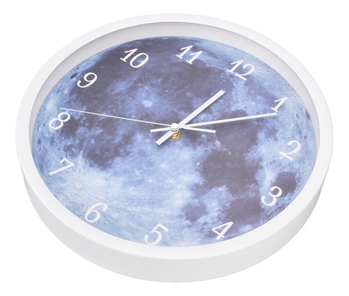 Reloj De Pared Nocturno Estilo Luna, 12 Pulgadas, Luminoso