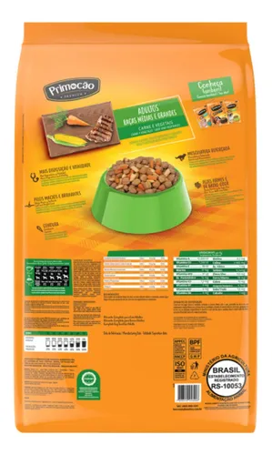 Alimento Primoção Premium Original para perros adulto de raza mediana y grande sabor carne y vegetales de 10.1 kg