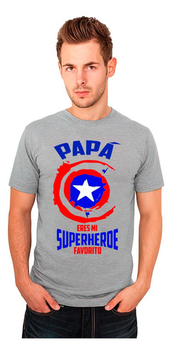 Polera Día Del Padre Papa Eres Mi Superheroe Favorito Regalo