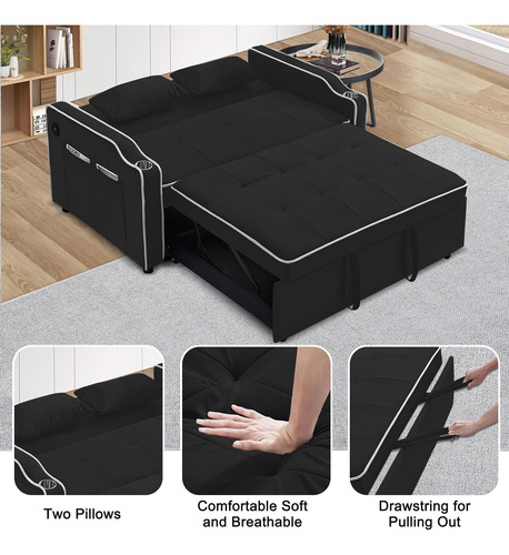 Sofá Cama Multifuncional De Terciopelo 3 En 1, Cama Extraíbl