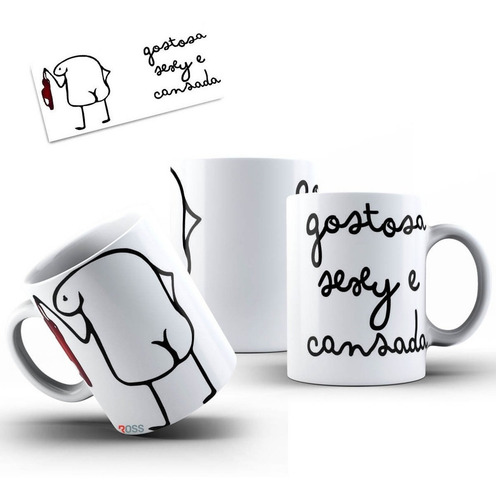 Imagem 1 de 5 de Caneca Bento Flork Meme Engraçado - Gostosa Sexy E Cansada