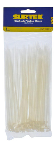 Cinchos De Plástico 16 Cm X 2.5mm 100 Piezas Blanco Color Blanco