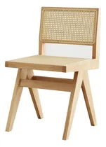 Comprar Silla De Comedor Square De Makom, Estructura De Madera De Roble Laqueada Natural. Respaldo Y Asiento Realizados En Rattan Esterillado Sintético. Asiento Reforzado Con Malla Tapicera De Polipropileno.