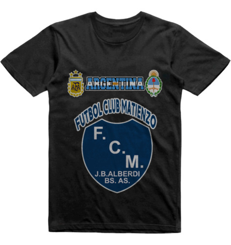 Remera Algodon Negra Futbol Club Matienzo Jb Alberdi