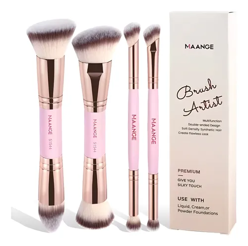 Kit 4 Pincéis Duo Maange 8 Pontas Para Base Corretivo Pó