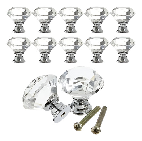 10x Diamante Crystal Door Dresser Knobs Cajonera De Muebles 