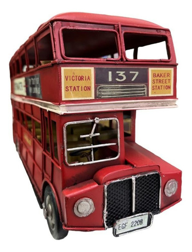 Figura Decorativa Bus Londres Dos Pisos Metálico Vintage 