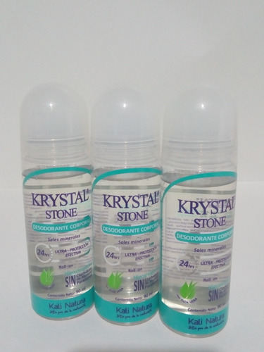 3 Desodorantes Krystal Stone Natural Con Aloe Vera Sin Olor 