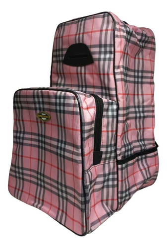 Mochila Bota E Capacete Hdr Xadrez Rosa Para Hipismo