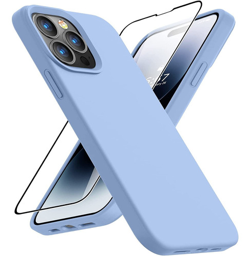 Funda + Protector De Pantalla Para iPhone 14 Pro-azul Claro