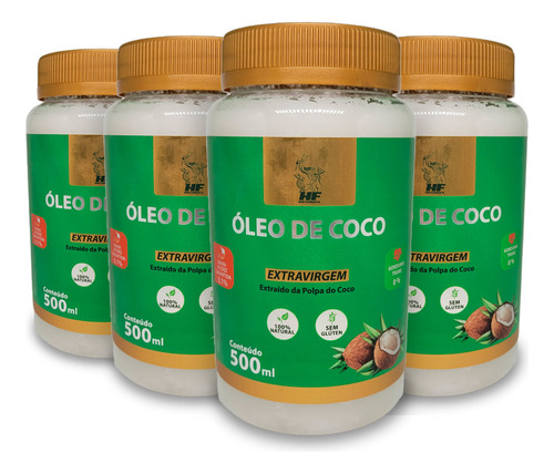 Oleo De Coco 4x500ml Extravirgem Organico Macrophytus Vegano