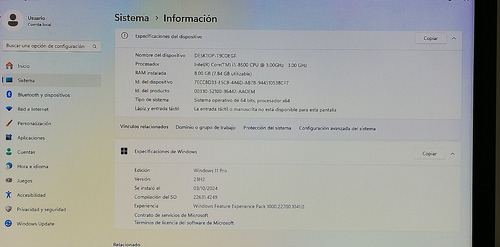 Cpu Lenovo Core I5 8gen Ddr4 8gb Ssd240+hd 1tb Wifi $ 2,900 (Usado)