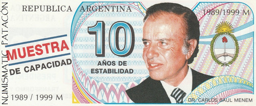 Billete Argentina Menem Trucho - 1989/1999 - Sin Circular