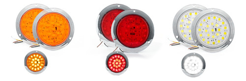 6 Plafones 24 Led Redondo Camion Cuarto Estrobo Stop 12-24vf