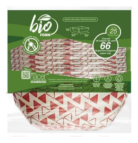 Charola Biodegradable 50 Piezas #66 Bio Form