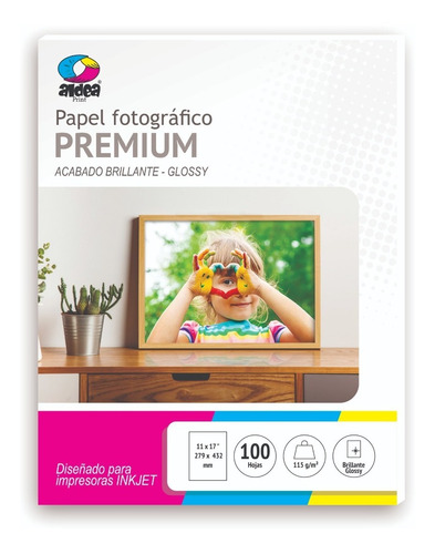 Papel Fotográfico Premium Glossy Tabloide 115gr 100 Hojas Color Blanco