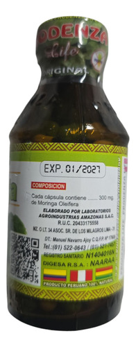 Moringa Antioxidante Natural 90 Cap. Sin Sabor