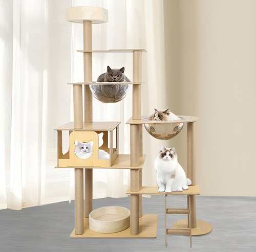 Arranhador Torre De Gato Grande Com Capsula E Brinquedo Casa