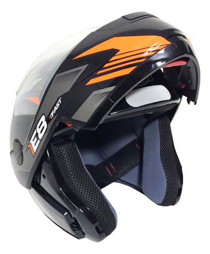 Capacete Unissex Ebf Fast E08 Robocop Preto Laranja Tam 60