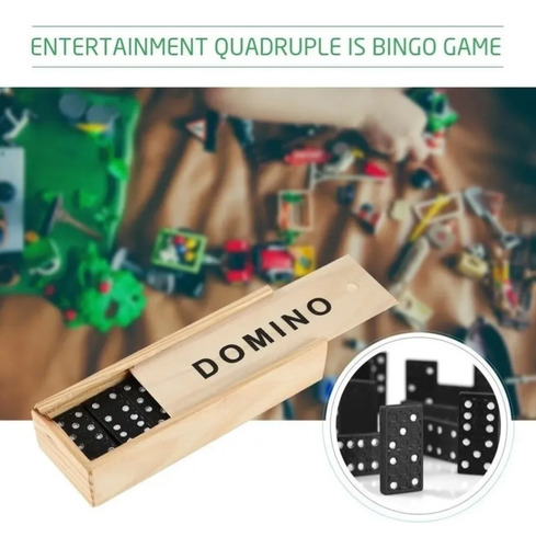 Negro Domino 28 Set En Caja De Madera