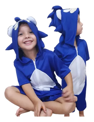 Fantasia Camiseta Sonic Infantil Com Capuz Personagens