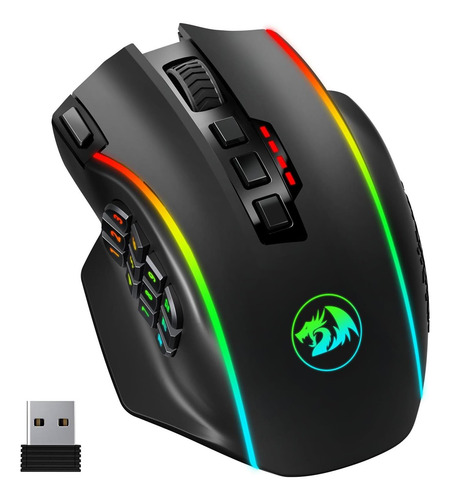 Ratón De Juego Inalámbrico Redragon, Mmo Gaming Mouse Sube 1