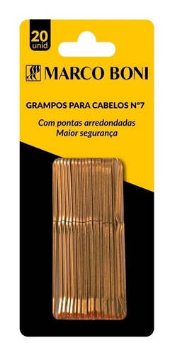 Grampo Para Cabelo Com 20 Unid Nr 7 Dourado - Penteados - Marco Boni
