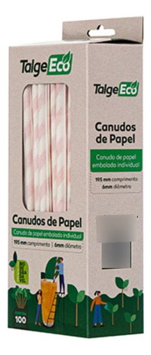 Canudo De Papel Biodegradavel Descartável C/100 Cor Vermelho