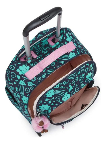 Mochila 04 Rodinhas Zea Kipling Estampa Magical Print Cor Azul-escuro