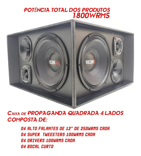 Caixa De Propaganda 4 Lados Volante Com Modulo Taramps 800w