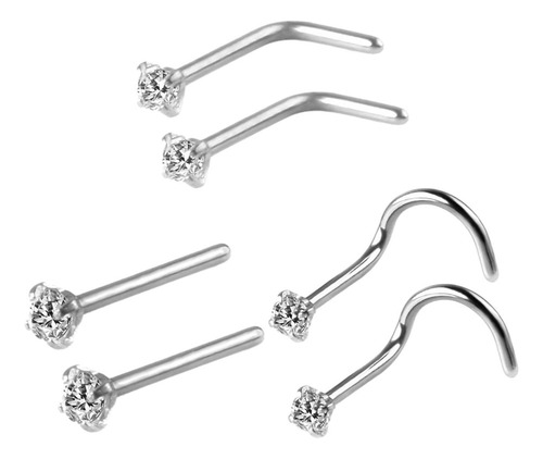 Pbf 6 Anillos Nasales En Forma De Sacacorchos, Pequeños