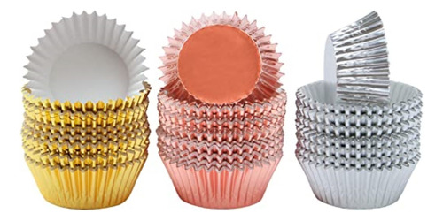 Pirotines Metalizados Cupcakes Oro Plata Gold Rose #10 X10u
