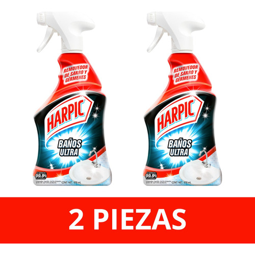 2 Piezas Limpiador Harpic Baños Ultra Quita Sarro 650 Ml