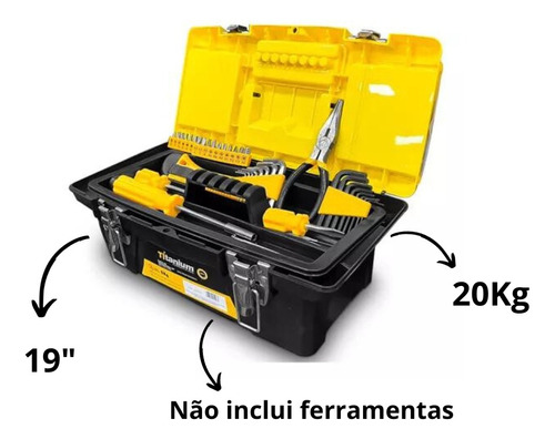 Caixa Organizadora De Ferramentas 19 20kg Titanium - 7512 Cor Preto e amarelo