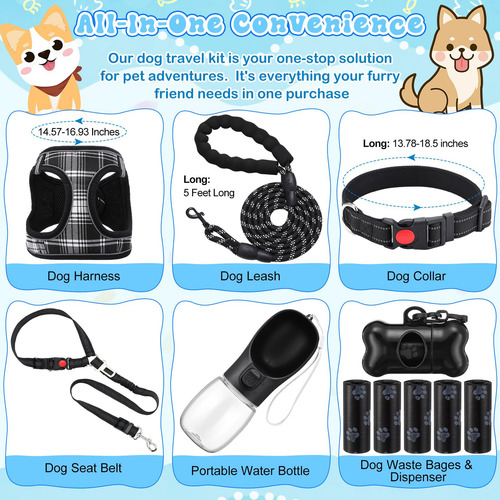 Jgo 11 Pzas Arnés Y Collar Antitirones Para Perros Kit De In