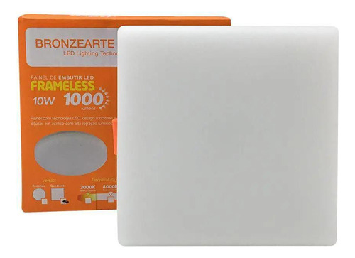 Painel De Led Frameless 10w Quadrado Bronzearte