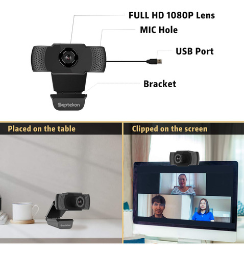 Webcam Hd Com Microfone Para Laptop/mac/tv (septekon)